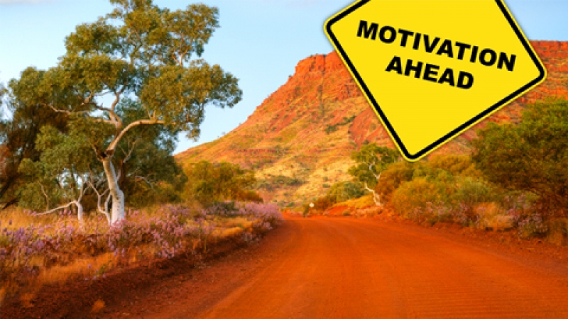 Australian Road with "Motivation Ahead" sign