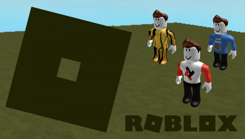 Roblox logo with custom outfits
