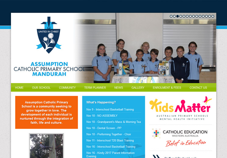Screenshot of the Assumption Catholic Primary School Website