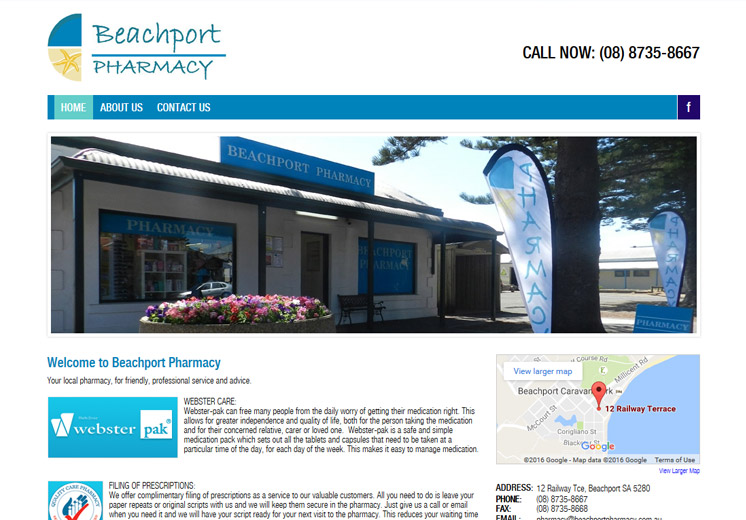 Screenshot of the Beachport Pharmacy Website