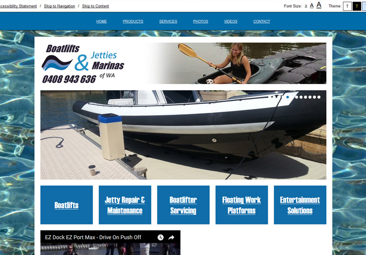 Screenshot of the Boatlifts, Jetties & Marinas Website
