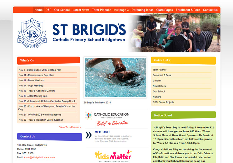 Screenshot of the Bridgetown Catholic Primary School Website