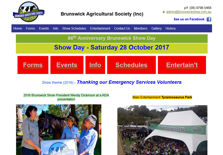 Screenshot of the Brunswick Show Website