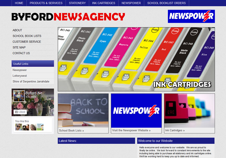 Screenshot of the Byford Newsagency Website