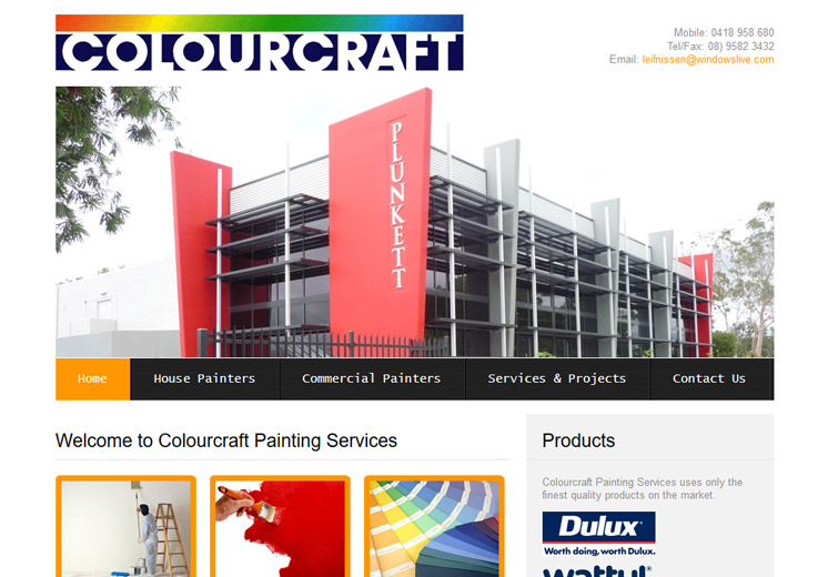 Screenshot of the Colourcraft Painting Website