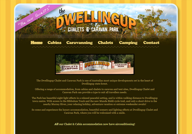 Screenshot of the Dwellingup Caravan Park Website
