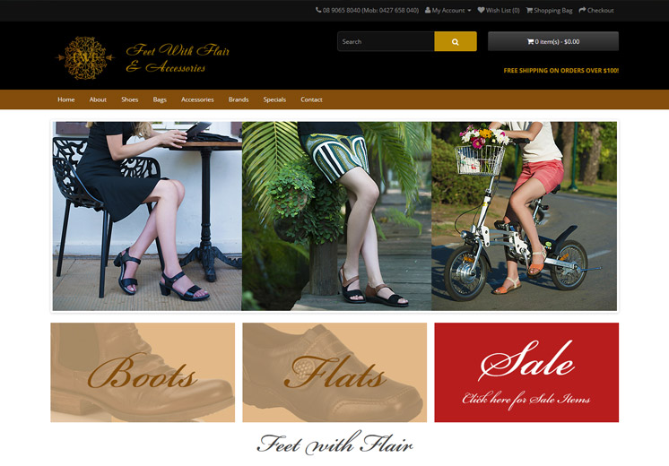 Screenshot of the Feet with Flair Website