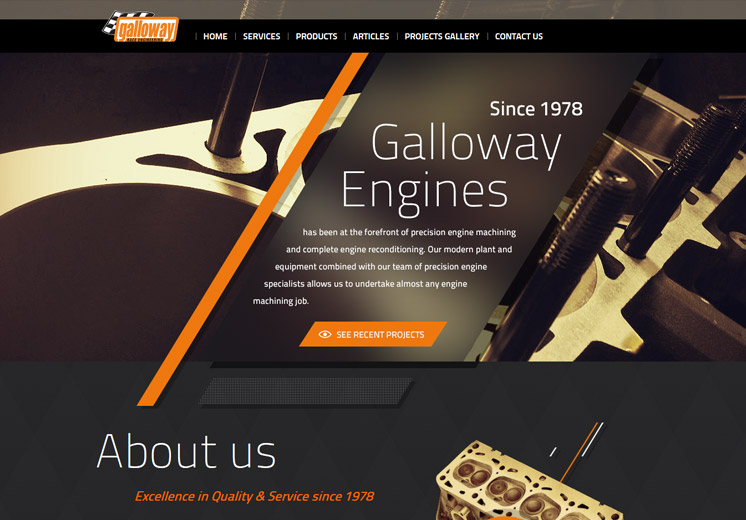 Screenshot of the Galloway Engines Website