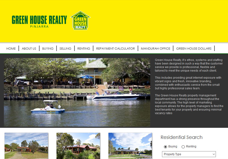 Screenshot of the Greenhouse Realty Pinjarra Website