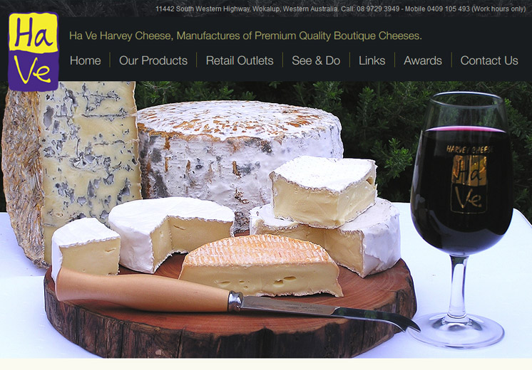 Screenshot of the Harvey Cheese Website