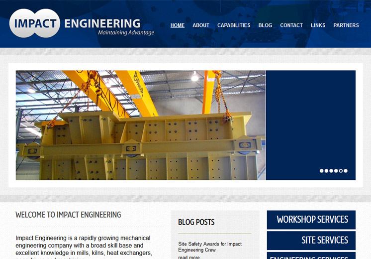 Screenshot of the Impact Engineering Website