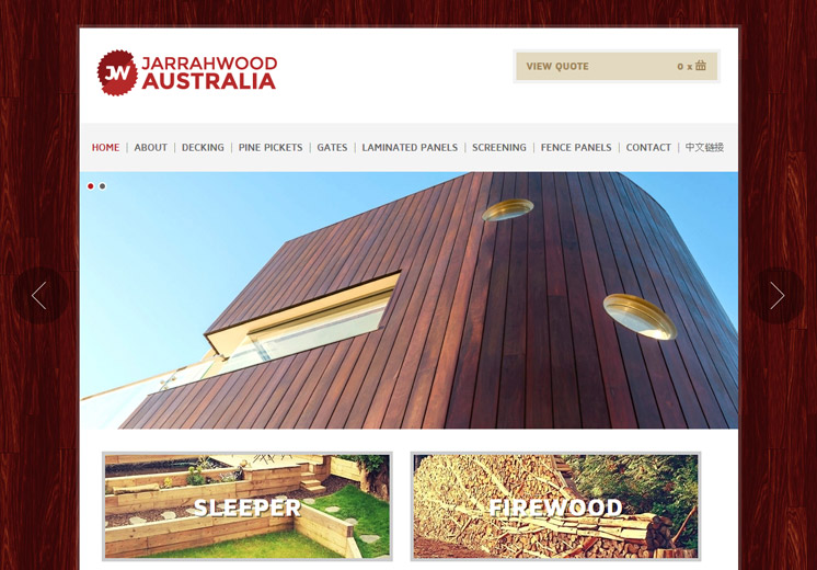 Screenshot of the Jarrahwood Australia Website