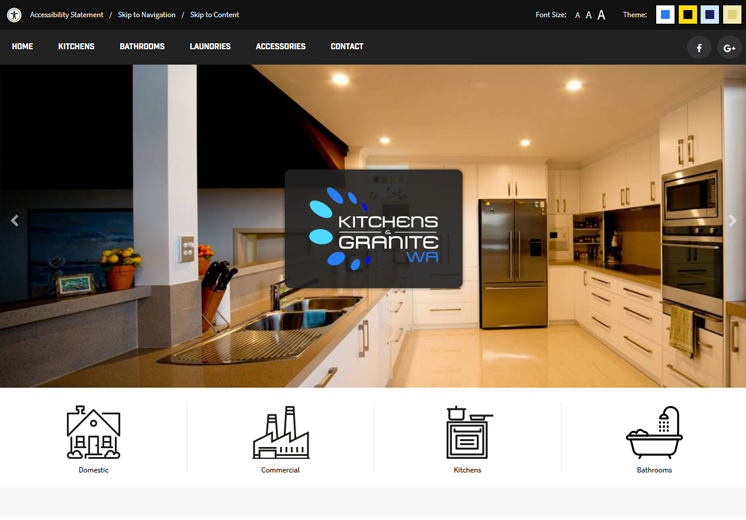 Screenshot of the Kitchens and Granite WA Website