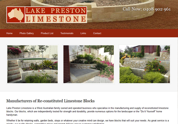 Screenshot of the Lake Preston Limestone Website