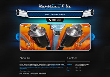 Screenshot of the Mufflers R Us Website