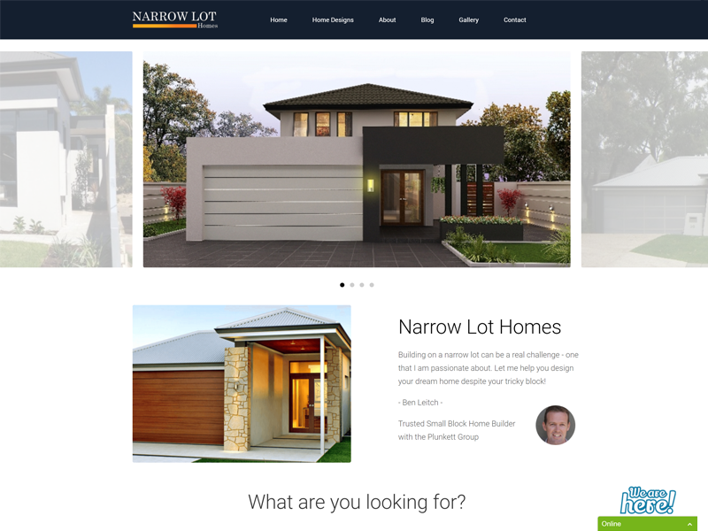 Screenshot of the Narrow Lot Homes Website