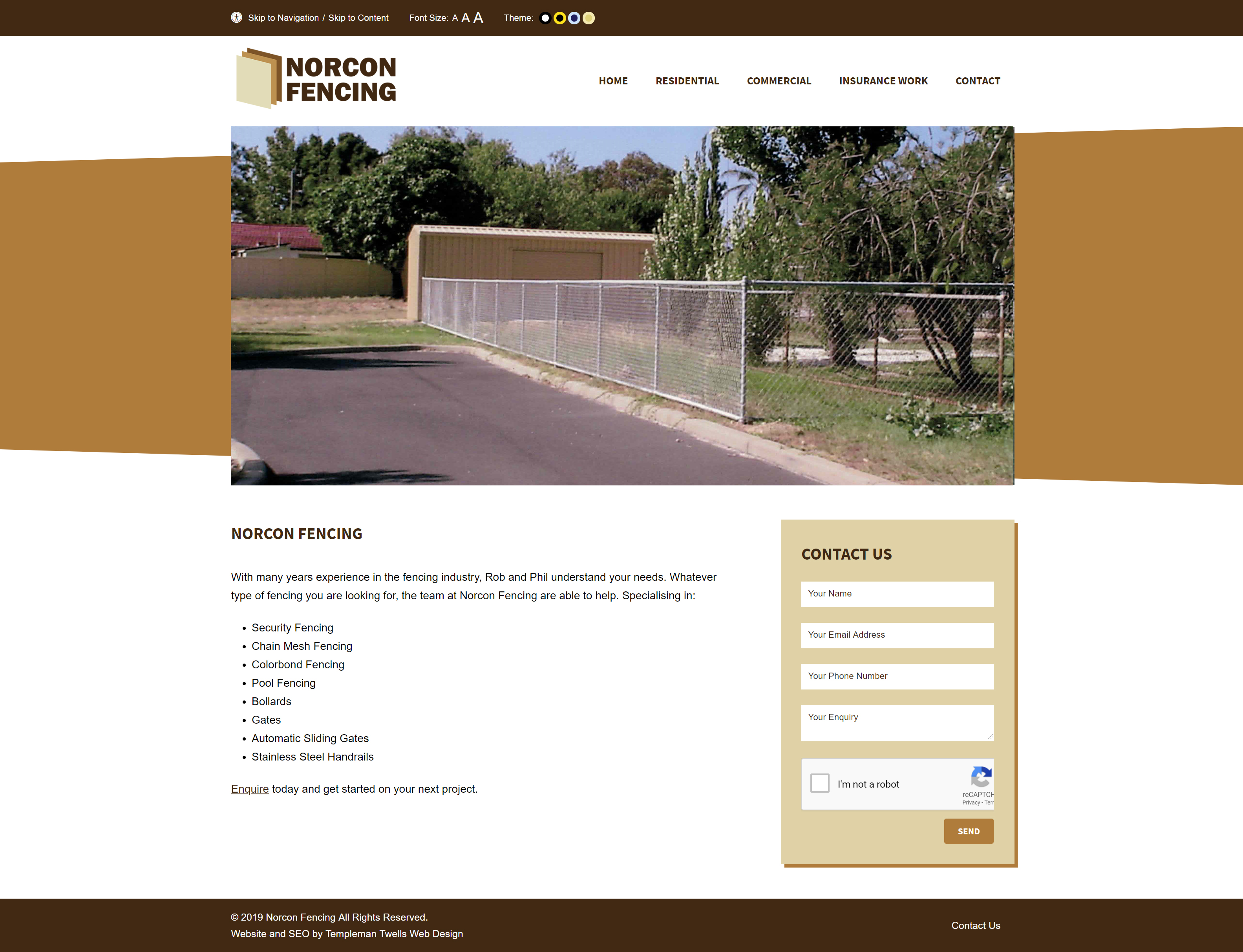 Screenshot of the Norcon Fencing Website
