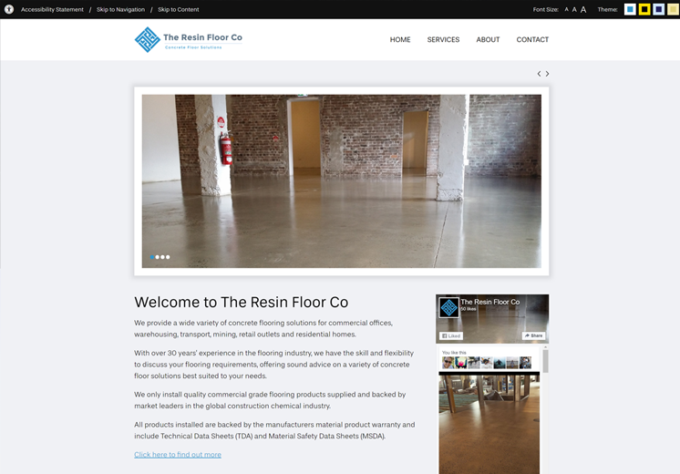 Screenshot of the The Resin Floor Co Website
