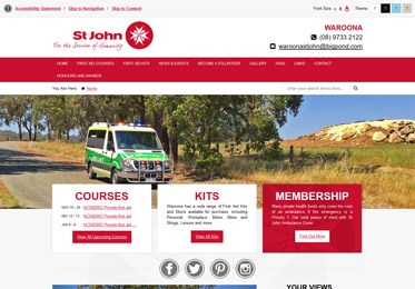 Screenshot of the St John Ambulance Waroona Subcentre Website