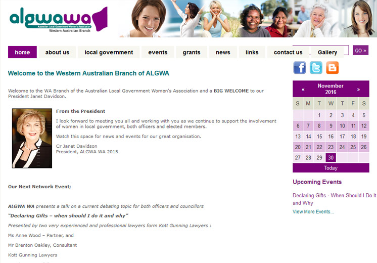 Screenshot of the ALGWAWA Website