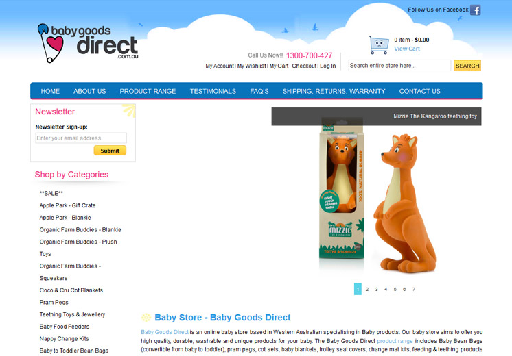 Screenshot of the Baby Goods Direct Website