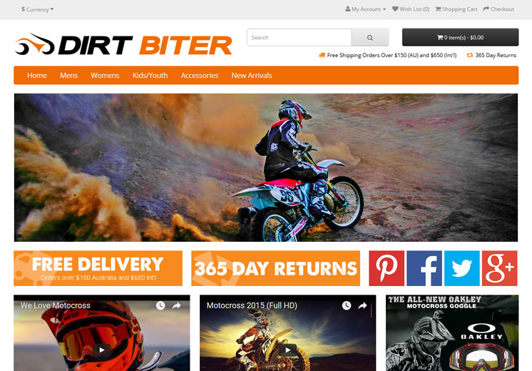 Screenshot of the Dirt Biter Website