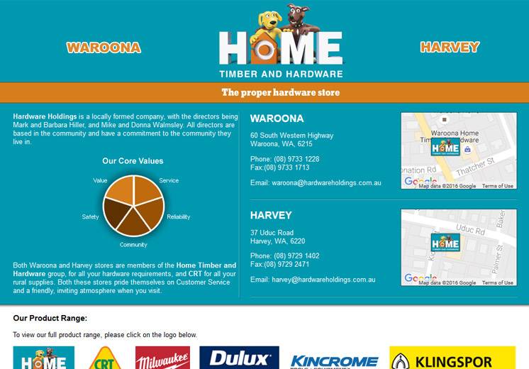 Screenshot of the Hardware Holdings Website
