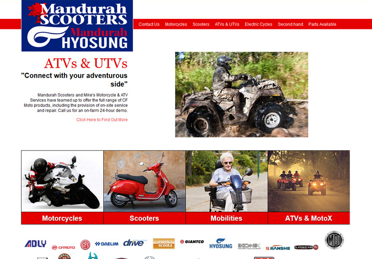 Screenshot of the Mandurah Scooters Website