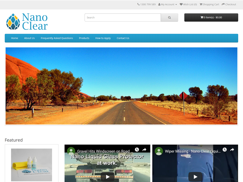 Screenshot of the Nano Clear Website