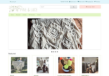 Screenshot of the Pine and Lace Website